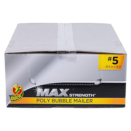 Duck Max #5 Poly Bubble Mailer, White, 10.5 inch x 15 inch, 25 Pack