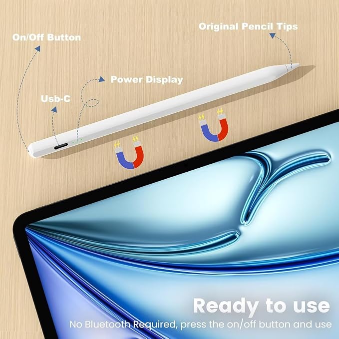 Penlike Pencil for Apple iPad 2026-2018, Fast Charge Stylus Pen for iPad | Fits for iPad A16/11-6th, Air 11"/13" M4/M3/M2/5th-3rd, Pro 13/11/M4/12.9, Mini A17 Pro/6/5th Palm Rejection Tilt Sensitivity