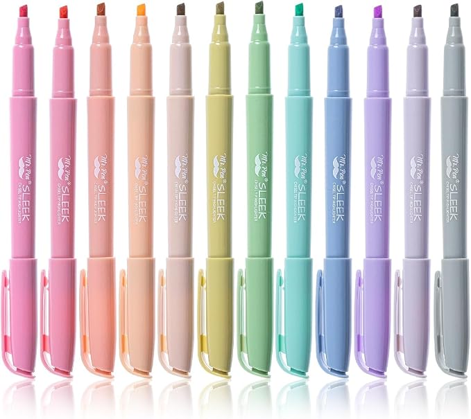 Mr. Pen- Highlighters, 12 Pack, Earthy Colors, Chisel Tip, Quick-Dry | Smear-Resistant, Odorless Highlighters for School, Office & Journaling