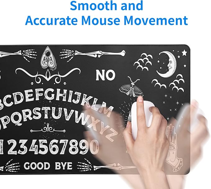 Mysterious Spirit Goth Gaming Mouse Pad 31.5x11.8 Inch Large Desk Mat Black Extended Pads Big Mousepad Non-Slip Rubber Base Keyboard Mat with Stitched Edges for Gaming Laptop Computer PC Desktop