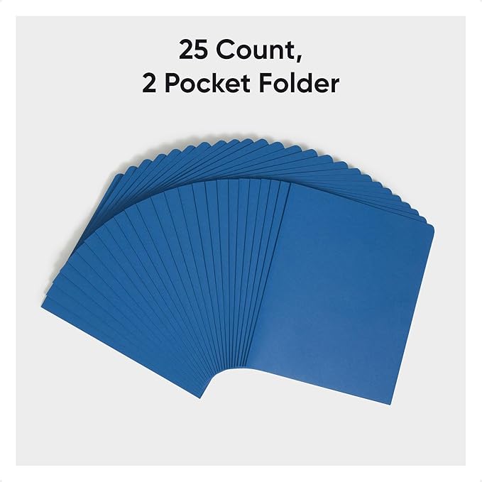 Smead Two-Pocket Heavyweight Folder, Paper Folders with Pockets, Letter Size, Dark Blue, 25 per Box (87854)