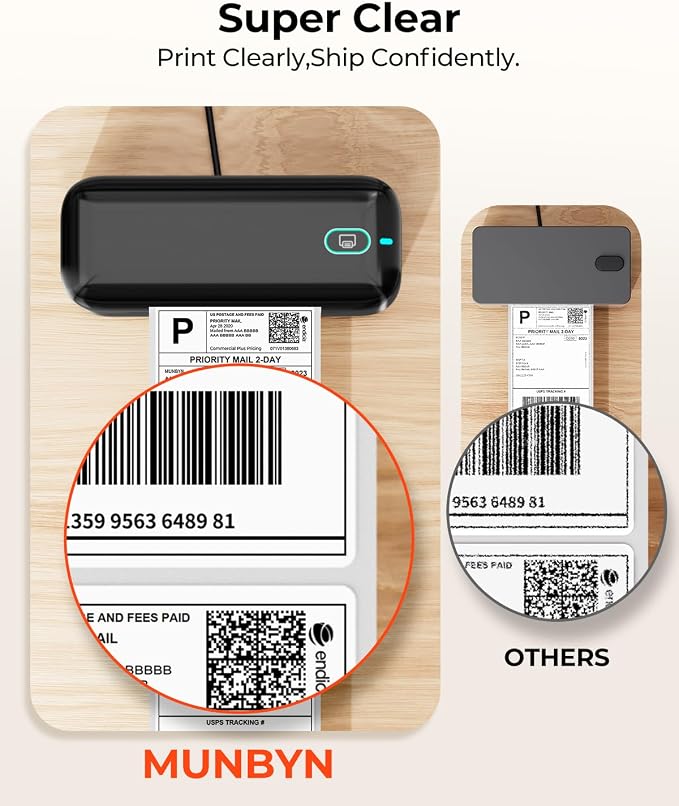 MUNBYN Bluetooth Thermal Label Printer, 4x6 Shipping Label Printer | Wireless label printer for Small Business, Supports iPhone, Android, Windows, Mac, Chromebook, Amazon, Shopify, USPS, RW402B
