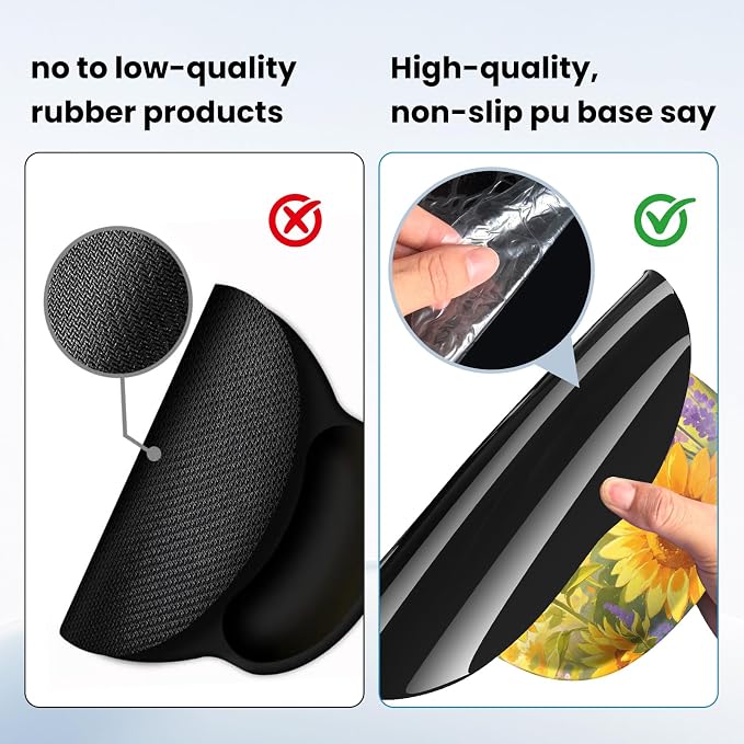 Mouse pad with Wrist Rest,Relieving Pain Memory Foam Computer pad, Ergonomic Desktop Mouse, Silicone Material Mouse pad, with Non-Slip PU Base (Sunflower)