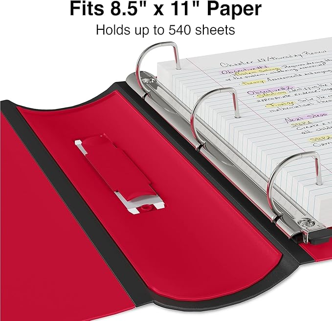 Staples Heavy-Duty 2-Inch D-Ring Binder, Red – 3-Ring Binder with Pockets, Holds Up to 540 Sheets for School & Office