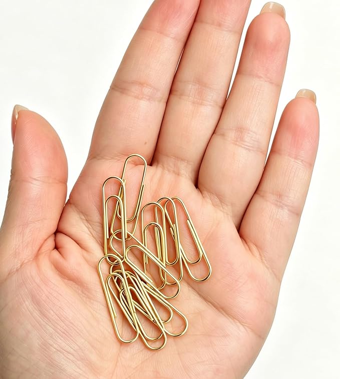 Gold Paper Clips, 120 Count, 1.1 Inch (28mm) Small Paperclips, Office Supplies for Documents, Files, Notes, and Bookmarks