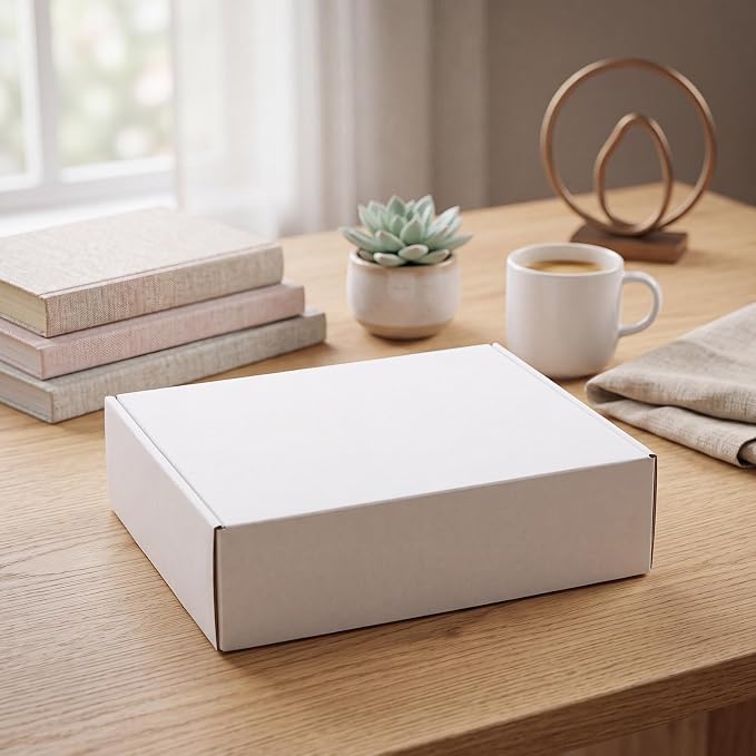 HORLIMER 12x9x3 inches Shipping Boxes Set of 6, White Corrugated Cardboard Mailer Box for Packing, Mailing, Small Business