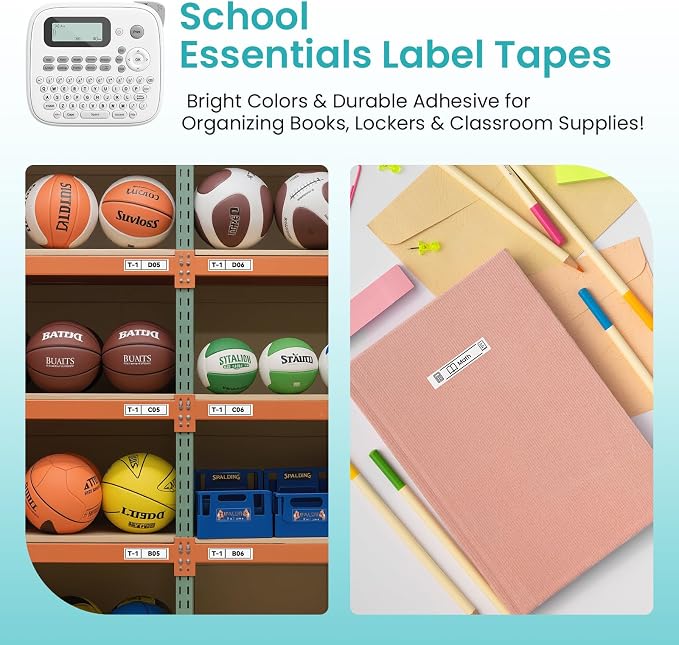 Label Maker Machine with 4 Tapes, D210s Waterproof Labelmaker | Waterproof Removable Freezer Food-Labels for Jar, One-Touch Keys & Bold Fonts, Replace for Brother Ptouch Label Maker Machine