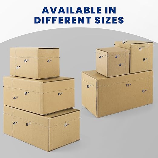 Golden State Art 8x6x4 Inches Shipping Boxes 28 Pack, Brown Corrugated Cardboard Box for Small Business Mailing Shipping and Storage