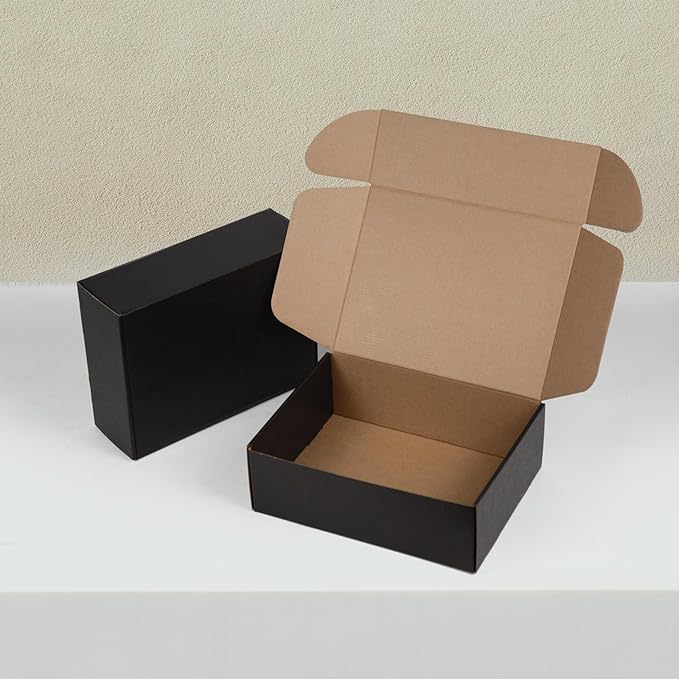 12x9x4 Inches Shipping Boxes Pack of 20, Packaging Corrugated Cardboard Mailer Boxes for Small Bussiness, Black