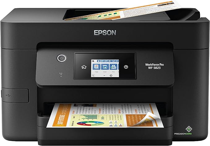 Epson Workforce Pro WF-3823 Wireless All-in-One Printer with Auto 2-Sided Printing, 35-Page ADF, 250-Sheet Paper Tray and 2.7" Color Touchscreen, Black