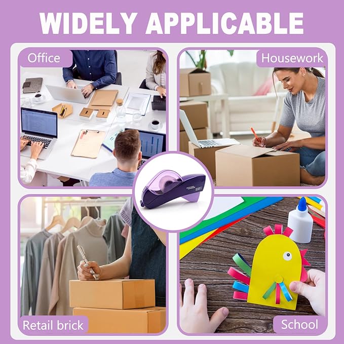Automatic Tape Dispenser for Wrapping Gifts, Handheld Packaging Tape Dispenser Gun with Cutter, Dispensers for Adhesive Tapes-Purple