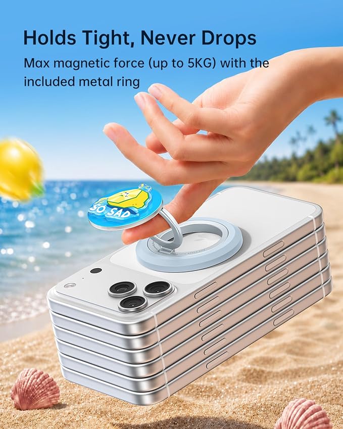 SYNCWIRE Magnetic Phone Ring Holder, for MagSafe Phone Grip Stand Kickstand | 360° Rotation, Double-Sided Magnet, Cell Phone Grip Finger Holder, for iPhone 17 16 15 14 13 12 Pro Max, MagSafe Accessories