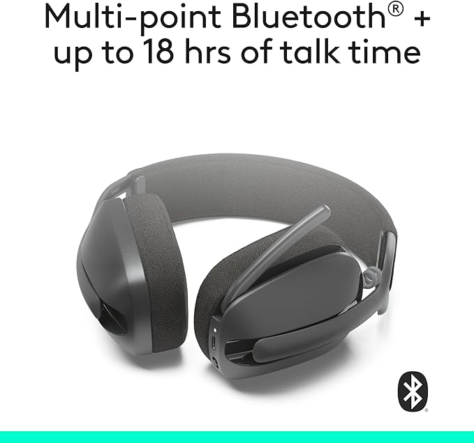 Logitech Zone Vibe 100 Lightweight Wireless Over Ear Headphones with Noise Canceling Microphone, Advanced Multipoint Bluetooth Headset, Works with Teams, Google Meet, Zoom, Mac/PC - Graphite