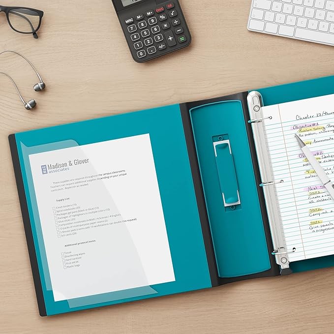 Staples Better Binder 2-Inch D-Ring View Binder, Reinforced Spine, Holds Up to 540 Sheets, Teal, for Office & School
