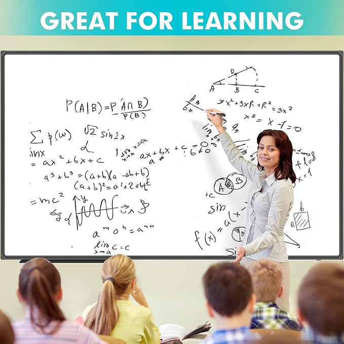 JILoffice Dry Erase Board 96 x 48 inches, Large Magnetic 4" x 8" Whiteboard for wall, Black Aluminum Frame Wall Mounted Board for Office Home and School