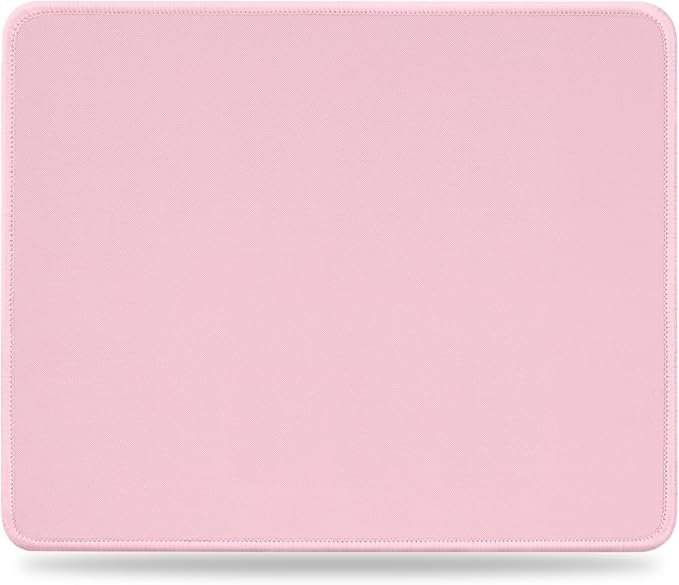 Mouse Pad with Anti-fray Stitching,10.2 * 8.3 in Pink | Anti-Fray Stitched Edges, Premium Waterproof Surface, Non-Slip Rubber Base, Office & Home Use