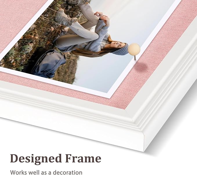 DOLLAR BOSS Bulletin Boards with Linen, 36"x24" Pink Cork Board, White | Corkboards for Walls, Framed Pin Board, Picture Display Vision Board, For Office Home School Girls Dorm Decor, 10 Pushpins