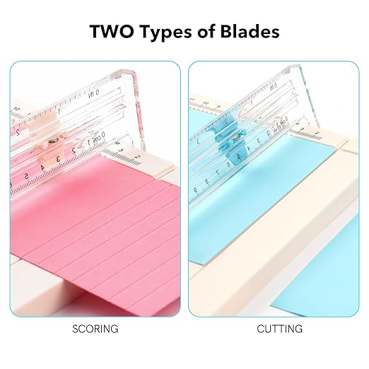 Mini Paper Trimmer with Extending Ruler, Paper Cutter with Cutting and Scoring Blades, Portable Straight Edge Cutter for Scrapbooking Craft Paper, Photos, Label, Cardstock