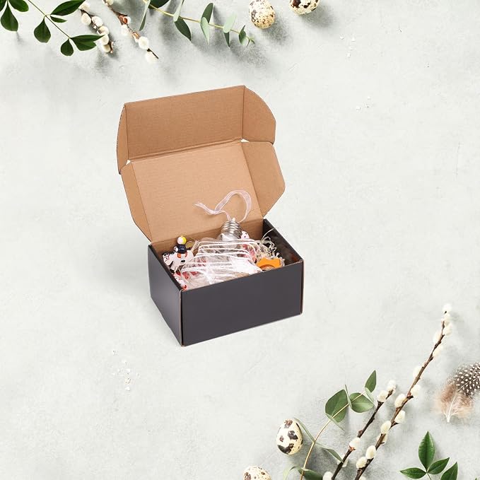 Hoikwo 40 Pack 6x4x3 Black Shipping Boxes | for Small Business, Black Packaging Cardboard Boxes, Moving Mailing Packing Box