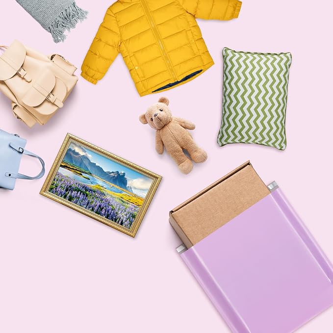 Fuxury Large Poly Mailers 24x24" 300 Pcs, Bulk Shipping Bags for Clothing | Strong Adhesive Shipping Envelopes for Small Business Suppliers,Waterproof Mailers Poly Bags Mailing Envelopes Light Purple