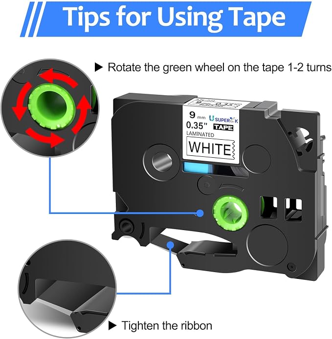 10 Pack TZe-221 9mm 0.35 Laminated White Tape Compatible with Brother P Touch Label Tape 3/8 inch TZe TZ-221 TZe221 Black on White TZe TZ Label for PT-H100 PT-H110 D200 D210 D400 D600