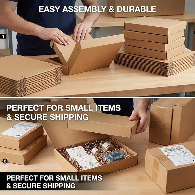 9x6x4 Shipping Boxes Set of 20, Brown Corrugated Cardboard Literature Mailer Box for Packaging, Mailing, Business