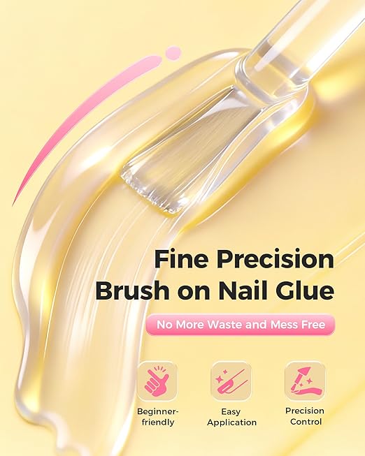 Super Strong Brush On Nail Glue, 【Advanced Nano-Bonding Tech with Ultra-Hold】 10ml Long Lasting 28 Days Nail Bond Glue Gel for Press On Nails, Nail Tips & Acrylic Fake Nails, Mess Free & Fast Drying