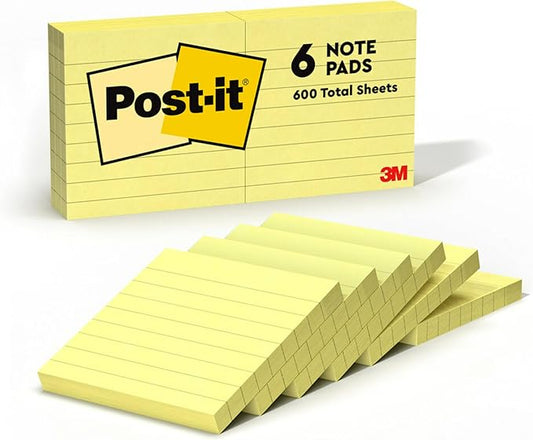 Post-it Notes, 3x3 in, 6 Pads, America's #1 Favorite Sticky Notes, Canary Yellow, Clean Removal, Recyclable (630-6PK)