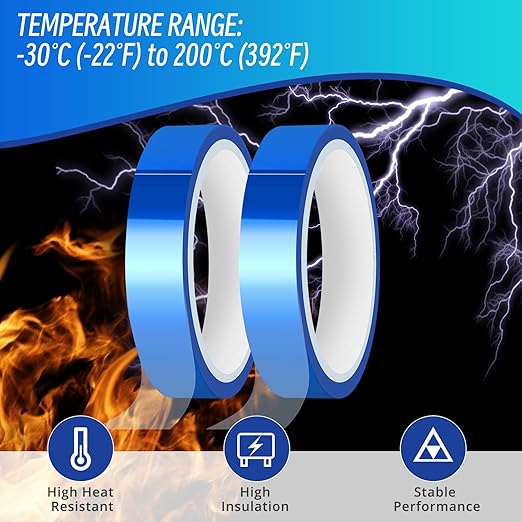 HTVRONT Heat Tape for Sublimation, 4 Rolls 10mm x33m 108ft Heat Resistant Tape for Heat Press, Heat Transfer Tape Thermal Tape for Electronics & Heat Vinyl Press Tape No Residue(Blue)