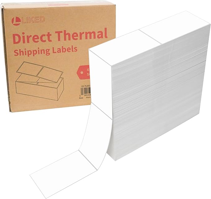 L LIKED 4 x 6 Thermal Labels Fanfold,5000 White Shipping Mailing Labels with Perforated and Strong Adhesive,Compatible with Zebra & Rollo Printer,Commercial Grade