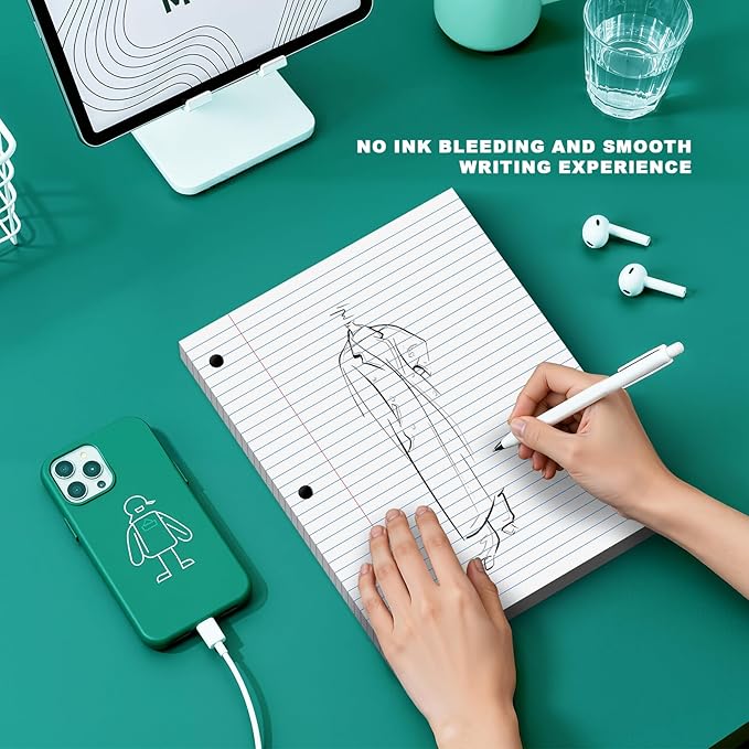 Loose Leaf Paper 8 X 10.5, 200 Sheets Notebook Paper, 3 Hole Punched Paper,College Ruled 8 X 10.5 Note Pads, Writing Pads,10-1/2" X 8 Binder Filler Paper For, Engineering, Office, School Supplies