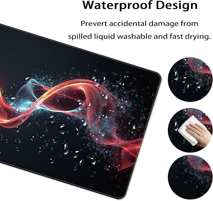 35.4 x 15.7 in, XXL Large Mouse Pad for Desk, Extended Keyboard Mouse Mat for Computer Office, Big Mouse pad with Stitched Edges, Gaming Pc-Abstract Lines on a Black