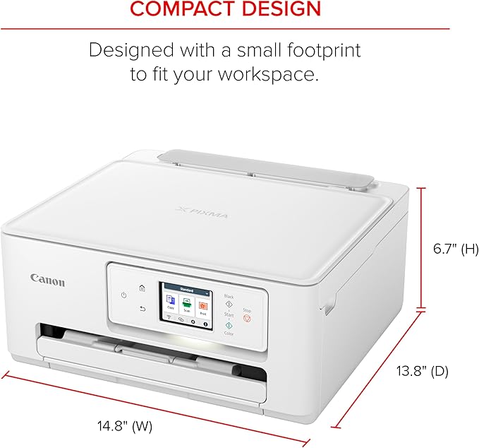 Canon PIXMA TS7720 Wireless All-in-One Color Inkjet Printer – Print, Copy, Scan – Auto Duplex, 15/10 PPM, 2.7” Touchscreen, Compact Home Photo Printer with Easy Setup