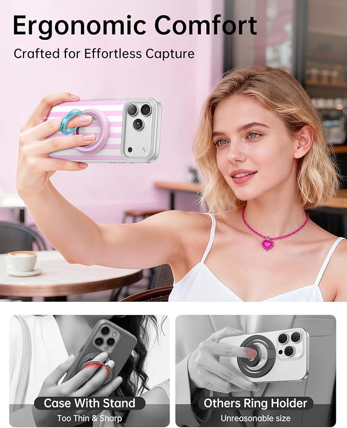 SYNCWIRE Magnetic Phone Ring Holder, for MagSafe Phone Grip Stand Kickstand | 360° Rotation, Double-Sided Magnet, Cell Phone Grip Finger Holder, for iPhone 17 16 15 14 13 12 Pro Max, MagSafe Accessories