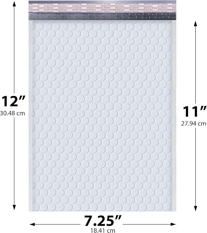 Arctic White Bubble Mailers 7.25x12 Poly Padded Envelopes #1 200 Pack | Fits Comics, Photos & Cards, Self-Seal Closure, Cushioned Protection, Water-Resistant Poly, Made in USA