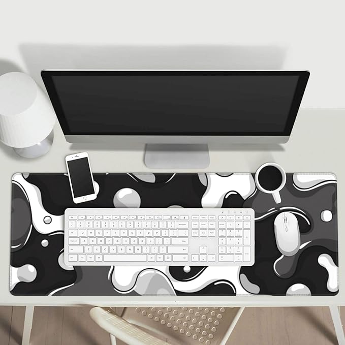 Black and White Gaming Mouse Pad, Large Mouse Pad for Desk Mat XXL XL Mousepad, Big Keyboard Pad Office Desk Accessories Decor