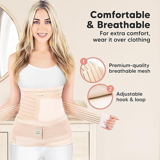 3 in 1 Postpartum Belly Support Recovery Wrap – Postpartum Belly Band, After Birth Brace, Slimming Girdles, Body Shaper Waist Shapewear, Post Surgery Pregnancy Belly Support Band (Classic Ivory, XL)