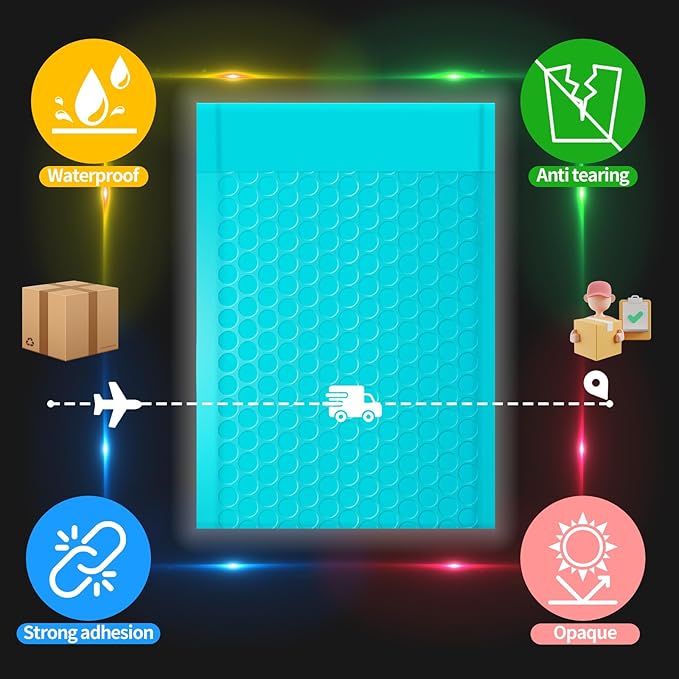 4x8 Inch Teal Bubble Mailers 40 Pack Self-Seal Poly Padded Envelopes Suitable for Small Businesses to Package and Mail Jewelry Cosmetics, Electronic Products, Cards (Teal, 4 * 8-40)