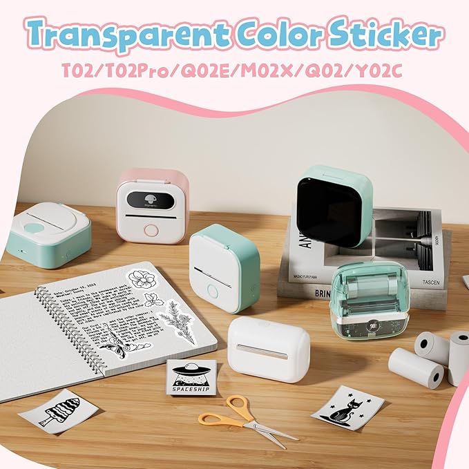 Phomemo White Sticker Paper- for Phomemo T02/T02Pro/Q02E/M02X/Y02C/Q02 Mini Printer, for Study Notes, Photo, DIY, Stickers, Image Time 10 Years, Black on White Sticky Paper, 50mm x3.5m, 3 Rolls