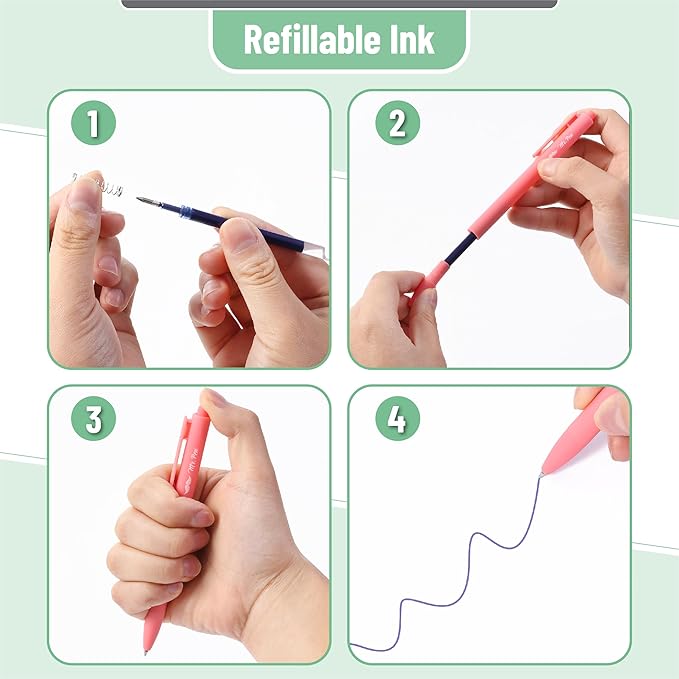 Mr. Pen- Retractable Gel Pens, 12 Pack, Fast Dry, Gel Pens Fine Point 0.7mm, Retractable Pens, Cute Pens