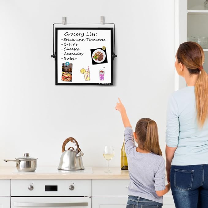 Small White Board - 10 X 10 Inches Black Framed Dry Erase Board | Magnetic Desktop Whiteboard Stand 360 Degrees Revolving Double Sided for Office, Home, School, with Hooks for Wall