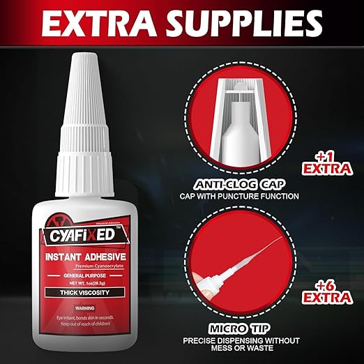 Thick Super Glue 56.8 Gram (2oz), Clear Heavy Duty Ca Glue Repair Wood Furniture Plastic Crafts Shoe Sole, All Purpose Cyanoacrylate Adhesive for Woodworking Ceramic Leather Metal Glass Pottery