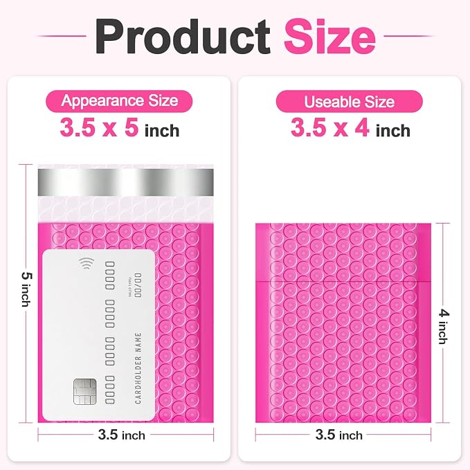 Small Bubble Mailers 3.5x5 50 Pack Waterproof Bubble Envelopes Self Seal Small Packaging Shipping Bags for Small Business