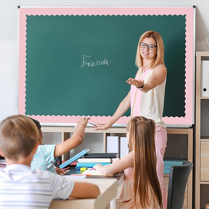 240Ft Pastel Bulletin Board Borders Colorful Classroom Border Trim Pastel Scalloped Borders Rolled Candy Bulletin Board Decorations for Classroom School Home Office Chalkboard Decor, 6 Rolls
