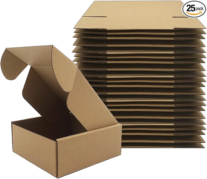 5x5x2 inches Shipping Boxes Set of 25, Brown Corrugated Mailing Cardboard Box Literature Mailer for Packing Small Business Moving and Storage,E-Commerce Packaging (5"×5“×2”)