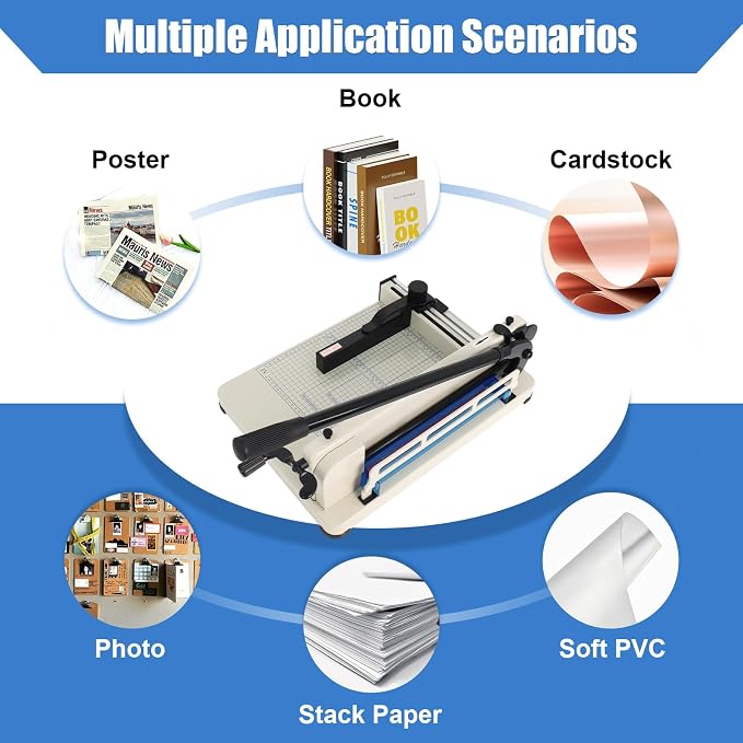 400 Sheet Heavy Duty Paper Cutter with HSS Blade, Industrial Paper Trimmer | Commercial Paper Cutter with Steel Base, Dual Safety Lock and Protective Cover for Print Shops, Schools, Offices and Crafts