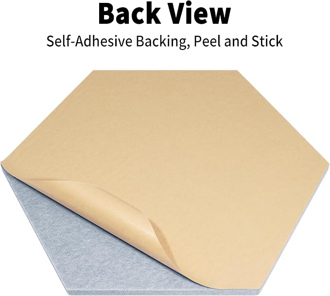 Hexagon Felt Bulletin Cork Board Tiles Peel and Stick, 10 Pack | 1300g/m² Dense Polyester Fiber, Self-adhesive, Frameless, Modern, Modular Wall Decor, 12 x 10 inch, 30 Push Pins