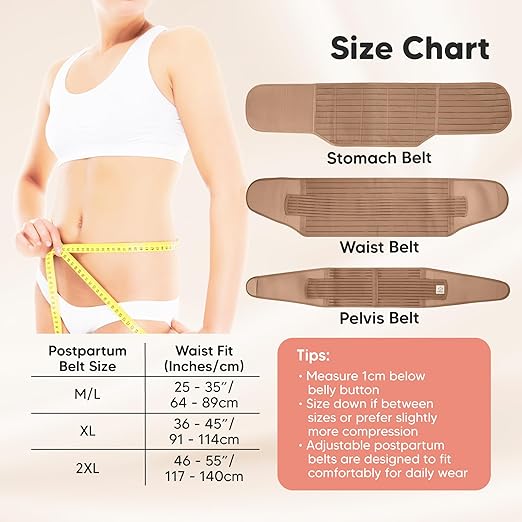 3 in 1 Postpartum Belly Support Recovery Wrap – Postpartum Belly Band, After Birth Brace, Slimming Girdles, Body Shaper Waist Shapewear,Post Surgery Pregnancy Belly Support Band (Warm Tan, M/L)