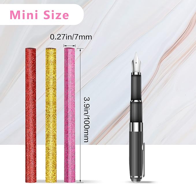 Manarty Glitter Color Hot Glue Stick, 48 PCS 0.27" Dia x 4" Long Mini Hot Melt Glue Sticks Colored, Adhesive EVA Glue Sticks Standard for Sealing Repairing Stamp DIY Art Handmade Car Craft Decoration