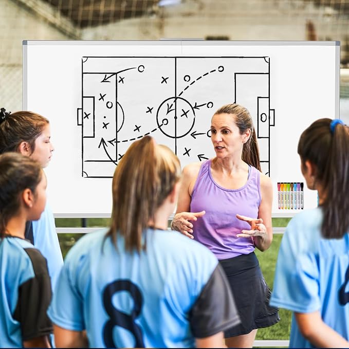 Rolling White Board on Wheels, 72" x 40" Dry Erase Whiteboard with Stand | Double-Sided Reversible, 6 x 3.33 ft, Standing Magnetic Whiteboard, Giant Mobile Board, Portable for Office School